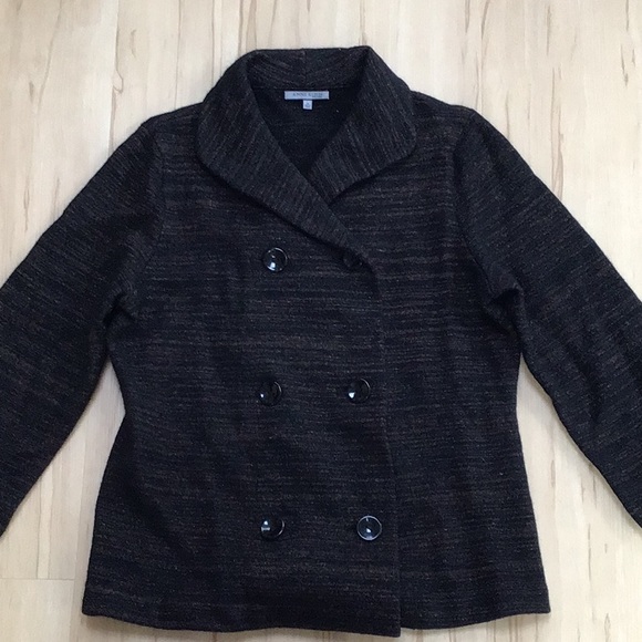 Anne Klein Black Metallic Copper Gold Vintage Knit Blazer Medium - Picture 2 of 10